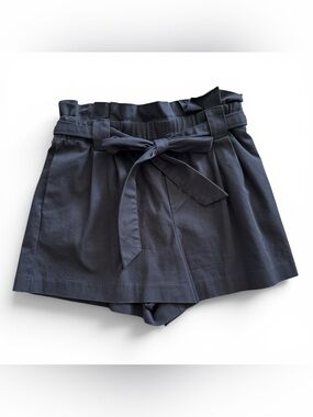 Zara Navy Paperbag Tie-Front Shorts